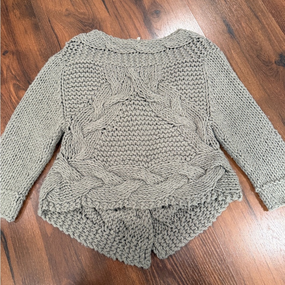 Free People Cable Knit Gingham Buttons cropped Cardigan Sz XS Gray - Picture 6 of 7